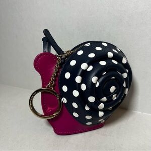 Kate Spade Enchanted Polkadot Blue White Snail Coin Purse Keychain